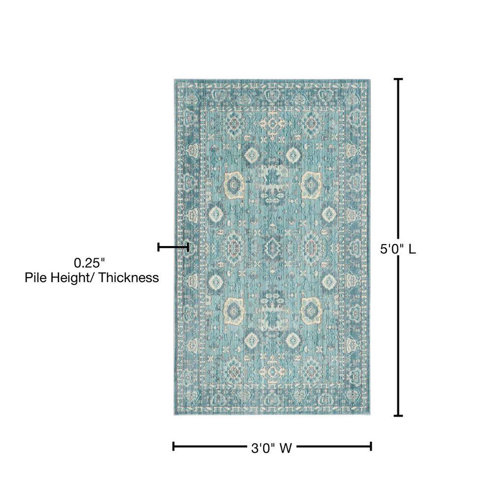 Alpine Blue 3'x5' Hand-Knotted Synthetic Reversible Area Rug