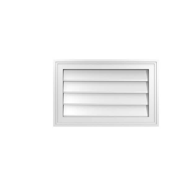 Ekena Millwork 22" x 14" Vertical Surface Mount PVC Gable Vent: Non-Functional with Brickmould Frame