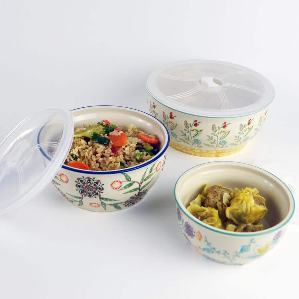 Ella Multicolor Ceramic Storage Bowls Set with Lids