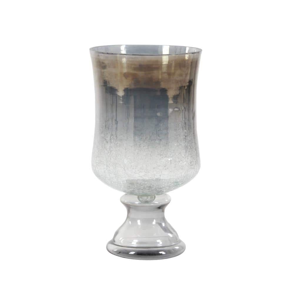 14" Black Glass Traditional Hurricane Candle Lantern