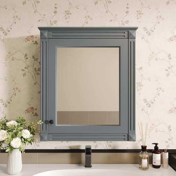 24.01 in. W x 27.76 in. H Rectangular Wood Medicine Cabinet with Mirror, Bathroom Mirror Cabinet with Adjustable Shelf