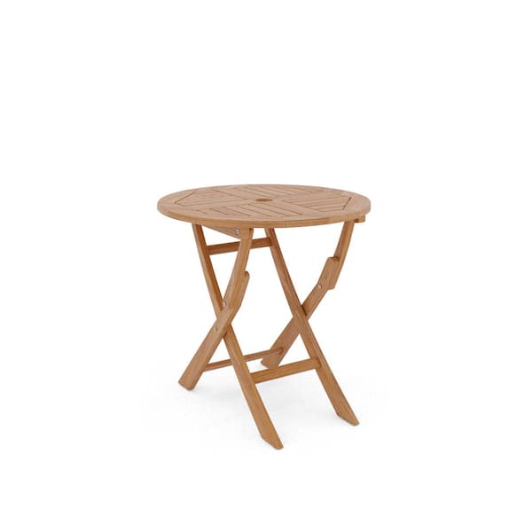 Unbranded Abel 47 in. Dia Round Teak Outdoor Folding Dining Table