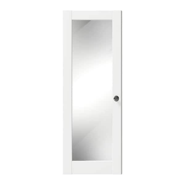 TENONER 28 in. x 80 in. MDF and Solid Wood, Full Lite, Mirrored Glass, White Primed Interior Door Slab With Black Goal Doorknob