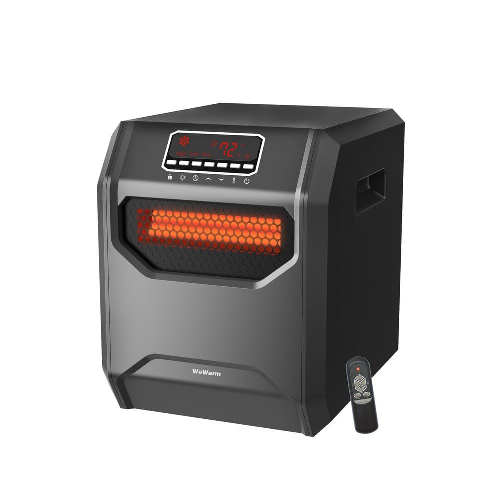 Electric 6 Element Infrared Space Heater Black Plastic