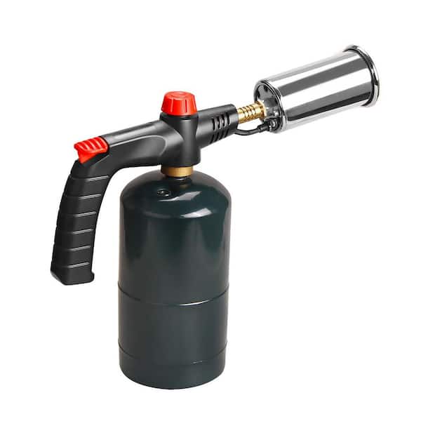 Metal Propane Torch Silver Finish Adjustable Flame Burner with 1-Key Ignition for Cooking Welding Weeding