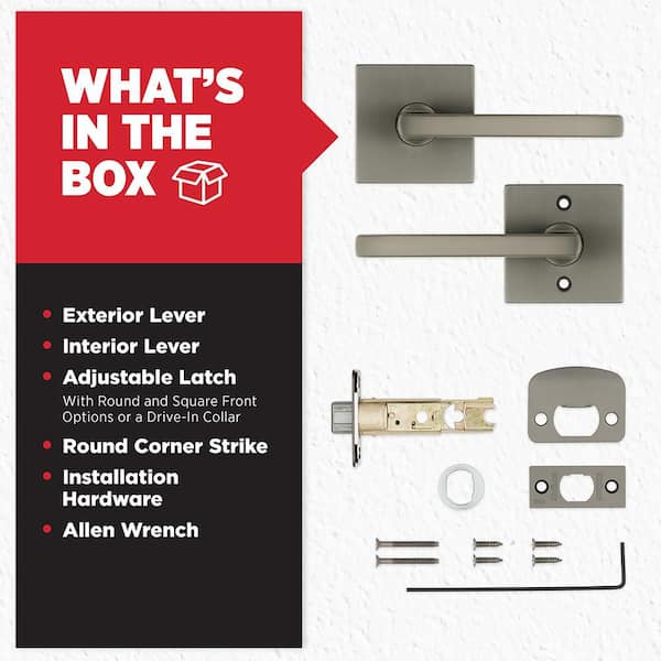 Kwikset Halifax Gunmetal Square Rose Hall/Closet Door Handle