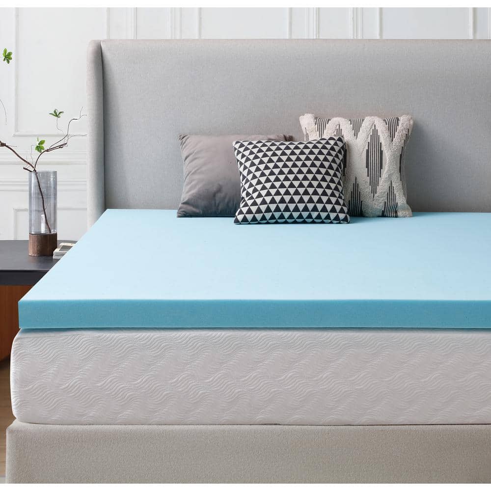 Twin Size Blue Cooling Gel Memory Foam Mattress Topper