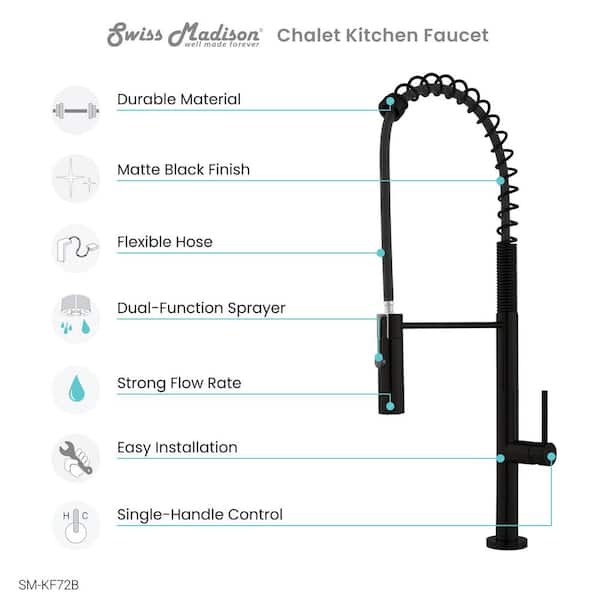 Chalet Single-Handle Pull-Down Sprayer Kitchen Faucet in Matte Black