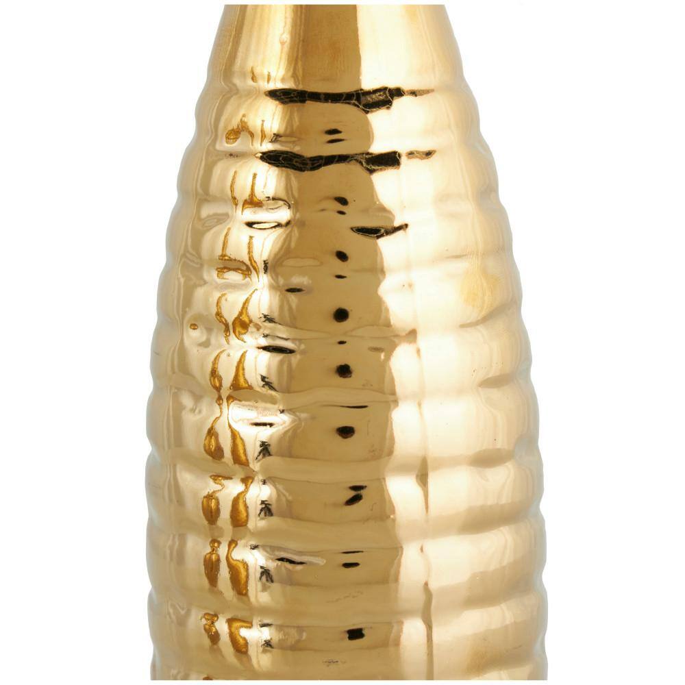 Gold Slim Textured Ceramic Vase Set of Three