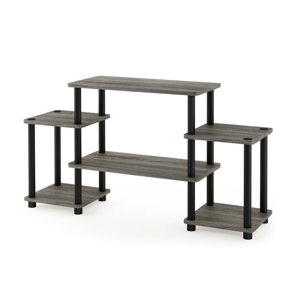 French Oak and Black Corner Entertainment Center with PVC Tubes