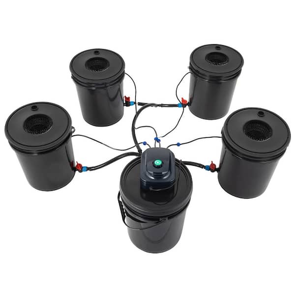 DWC Hydroponic System-5 Gal, 5 Buckets Deep water culture kit with pump, air stone, reservoir for indoor vegetables