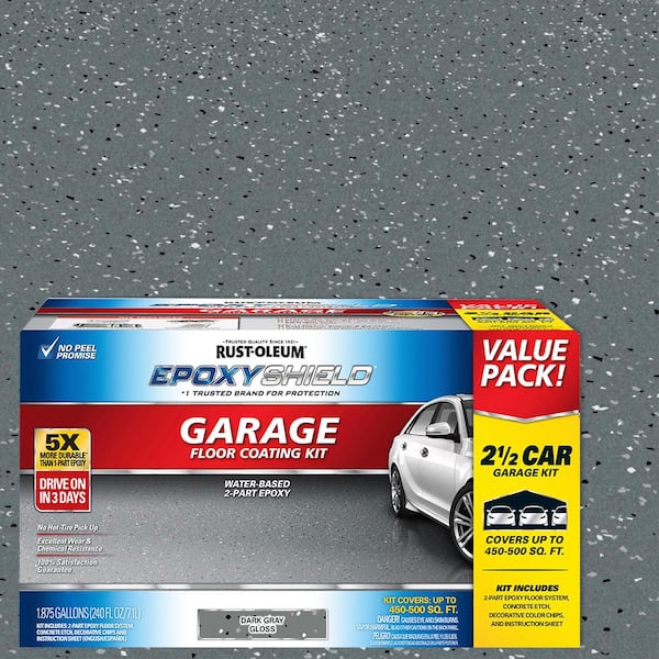 Rust-Oleum EpoxyShield 240 oz. Dark Gray Gloss 2.5-Car Garage Floor Kit
