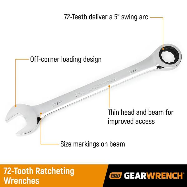 1-11/16 in. SAE 72-Tooth Combination Ratcheting Wrench