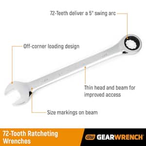SAE 72-Tooth Stubby Combination Ratcheting Wrench Tool Set (7-Piece)