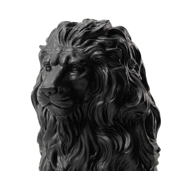 Glitzhome 20.75 in. H MGO Black Sitting Lion Garden Statue