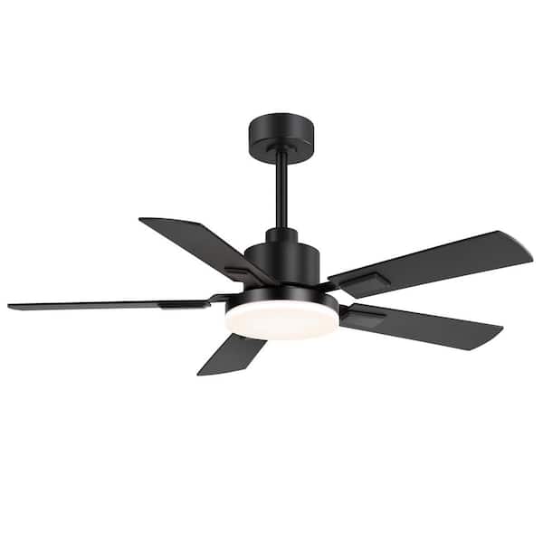 48 in. Matte Black Indoor 6-Speed Ceiling Fan with Adjustable LED Light with Remote Included