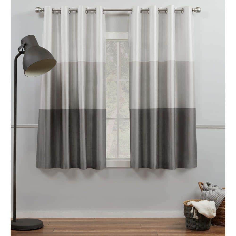 Chateau Black Pearl Stripe Light Filtering Grommet Top Curtain, 54 in. W x 63 in. L (Set of 2) price history on PriceWatchPro