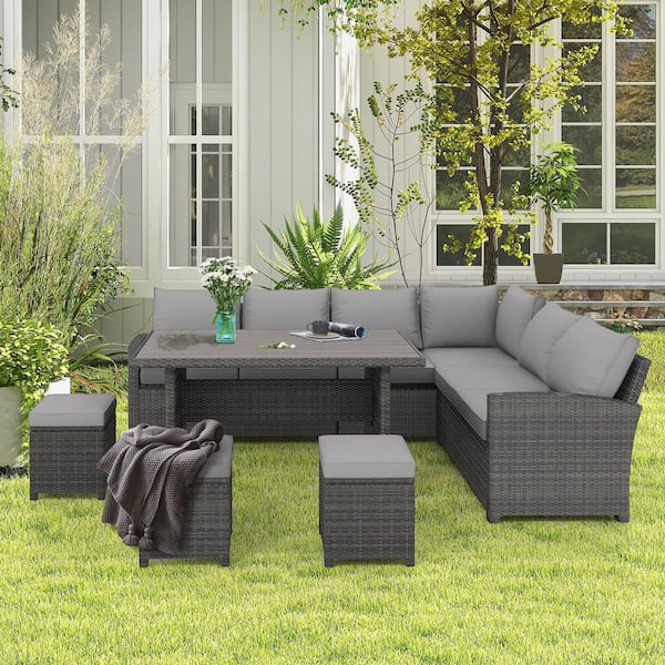 Sunnydaze Decor 17.5-in x 25-in 2-Piece Gray High Back Patio Chair Cushion  in the Patio Furniture Cushions department at