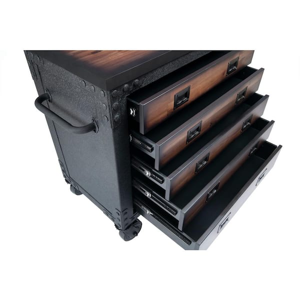 DURAMAX 36 in. 5-Drawer Wood Top Roller Cabinet Tool Chest 68006