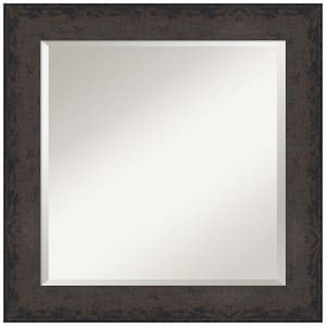 Dappled Black Brown 25.5 in. x 25.5 in. Beveled Modern Square Wood Framed Bathroom Wall Mirror in Black