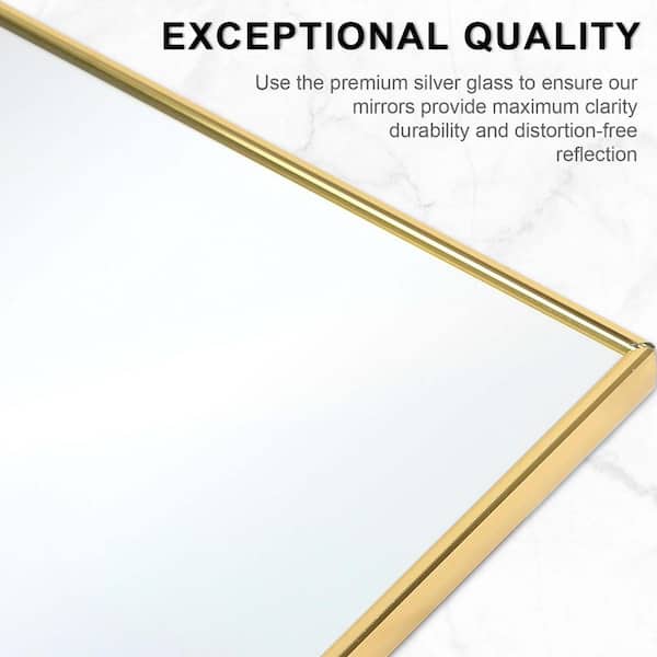 22 in. W x 65 in. H Rectangle Framed Wall-Mounted Aluminium Frame Dressing  Mirror with Stand in Gold WQQ-355 - The Home Depot