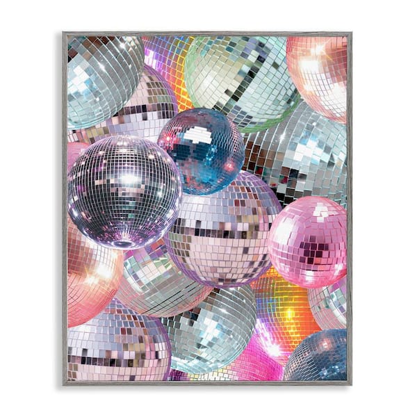 Stupell Industries Pastel Disco Balls Cluster by Daphne Polselli Gray Framed Music Giclee Art Print 30 in. x 24 in.