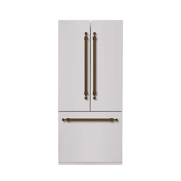 Classico 36 in. 19.5 cu. ft. Counter-Depth Built-in Bottom Mount Refrigerator with Stainless Steel with Bronze Trim