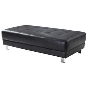 Riveredge Black Faux Leather Upholstered Ottoman