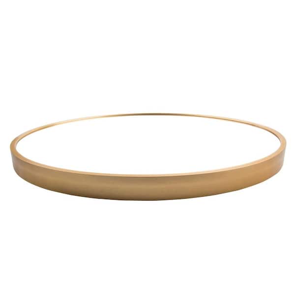 Nestfair 28 in. W x 28 in. H Large Round Metal Framed Wall Mounted Bathroom Vanity Mirror in Gold