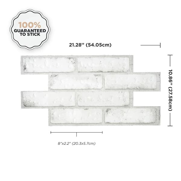 Brik Sidney White / Gray 21.28 in. x 10.86 in. Vinyl Peel and Stick Tile (2.42 sq. ft./ 2-pack)