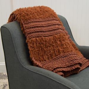 Plush Knit Rust Polyester Throw Blanket