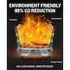 Infographic showing fire burn stages and environmental benefits of the fire pit.