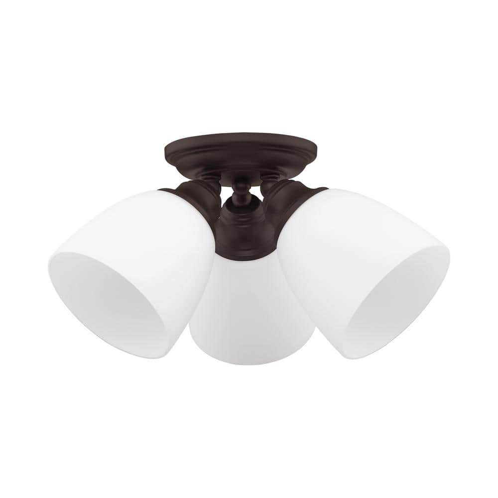 Somerville 3-Light Bronze Flush Mount with Opal Glass