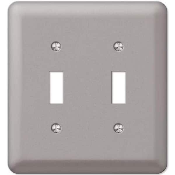 Declan 2-Gang Toggle Smooth Pewter Steel Metal Wall Plate