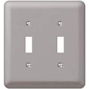 Declan 2-Gang Toggle Pewter Steel Wall Plate