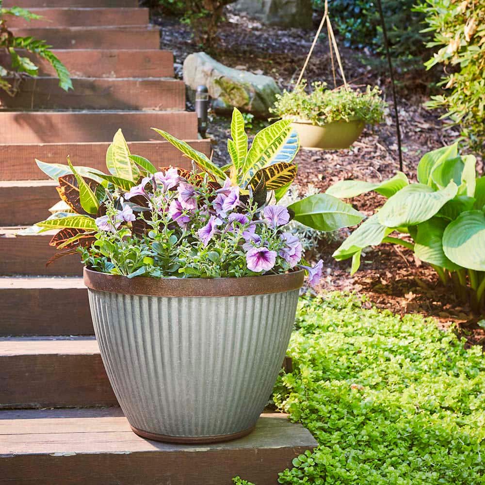 Westlake 20.5" Rustic Brown Resin Outdoor Planter