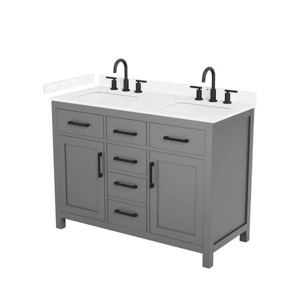 Beckett 48 in. Double Freestanding Dark Gray Bath Vanity with Carrara Cultured Marble Top
