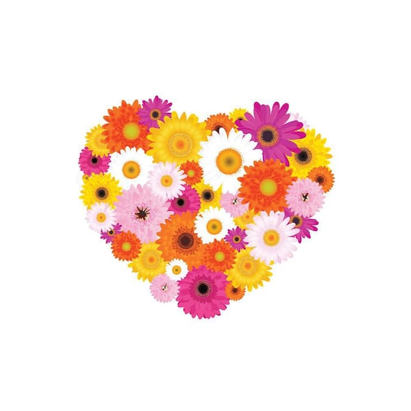 VENICE BEACH Collections Flower Shape Heart by Unknown 1 Piece Unframed Canvas Drawing Print 16 in. x 20 in.