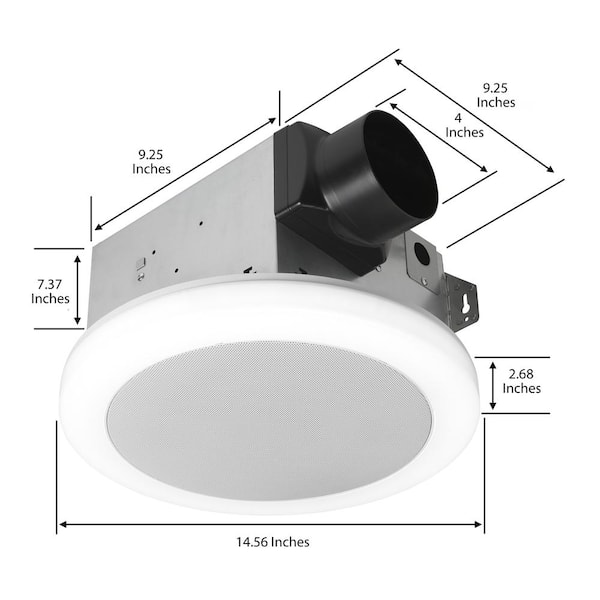 110 CFM 1.5 Sones Ceiling Bathroom Exhaust Fan with Bluetooth Speaker and Adjustable CCT LED Lights and Night Light