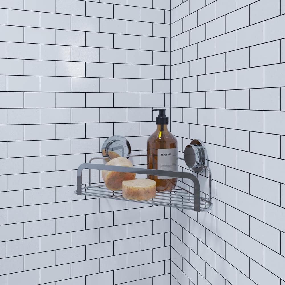 Chrome Suction Mount Corner Shower Caddy