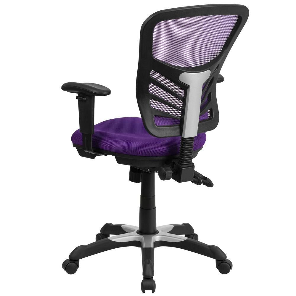 Mid-Back Purple Mesh Executive Swivel Office Chair with Adjustable Arms
