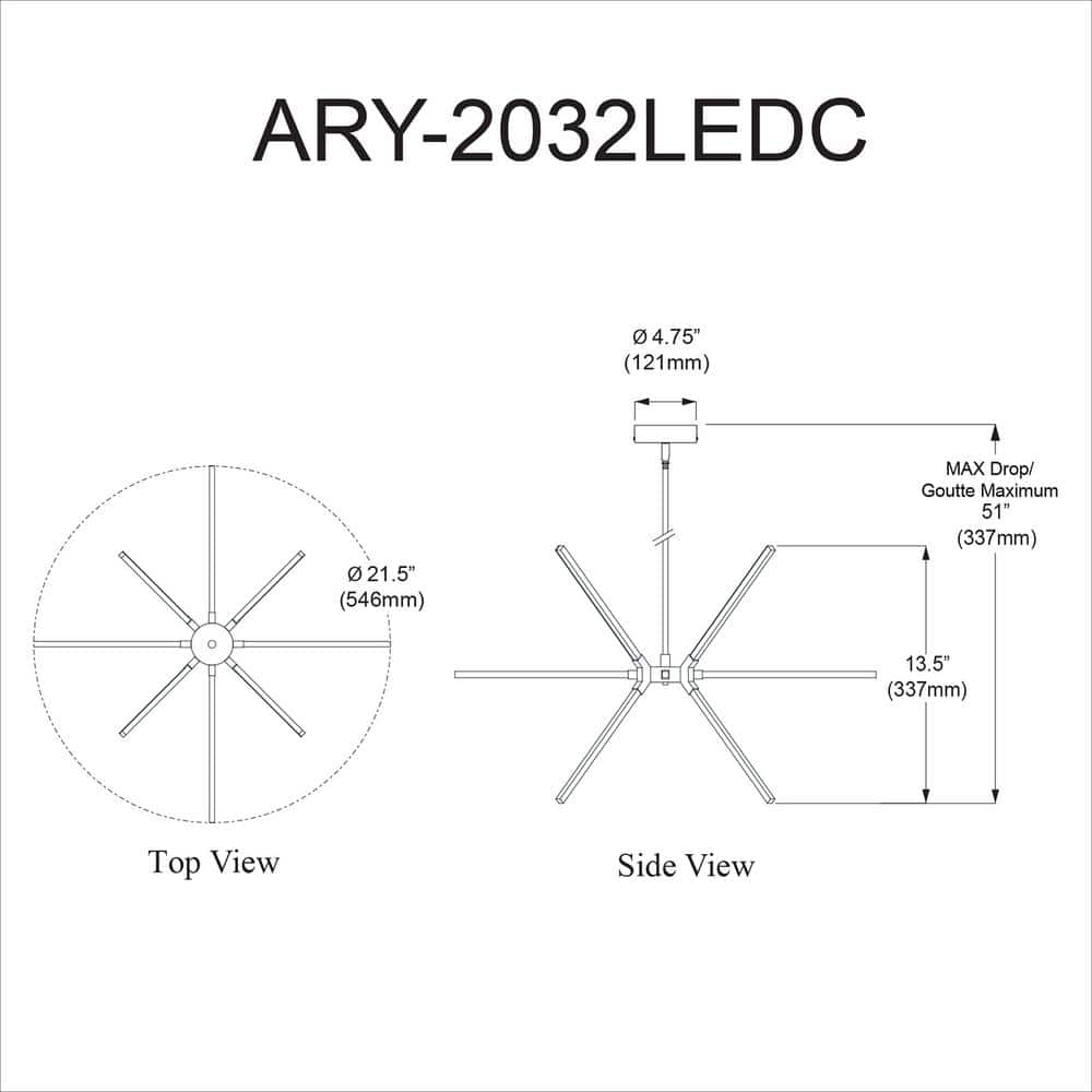 Array 12-Light Matte Black LED Sputnik Modern Chandelier