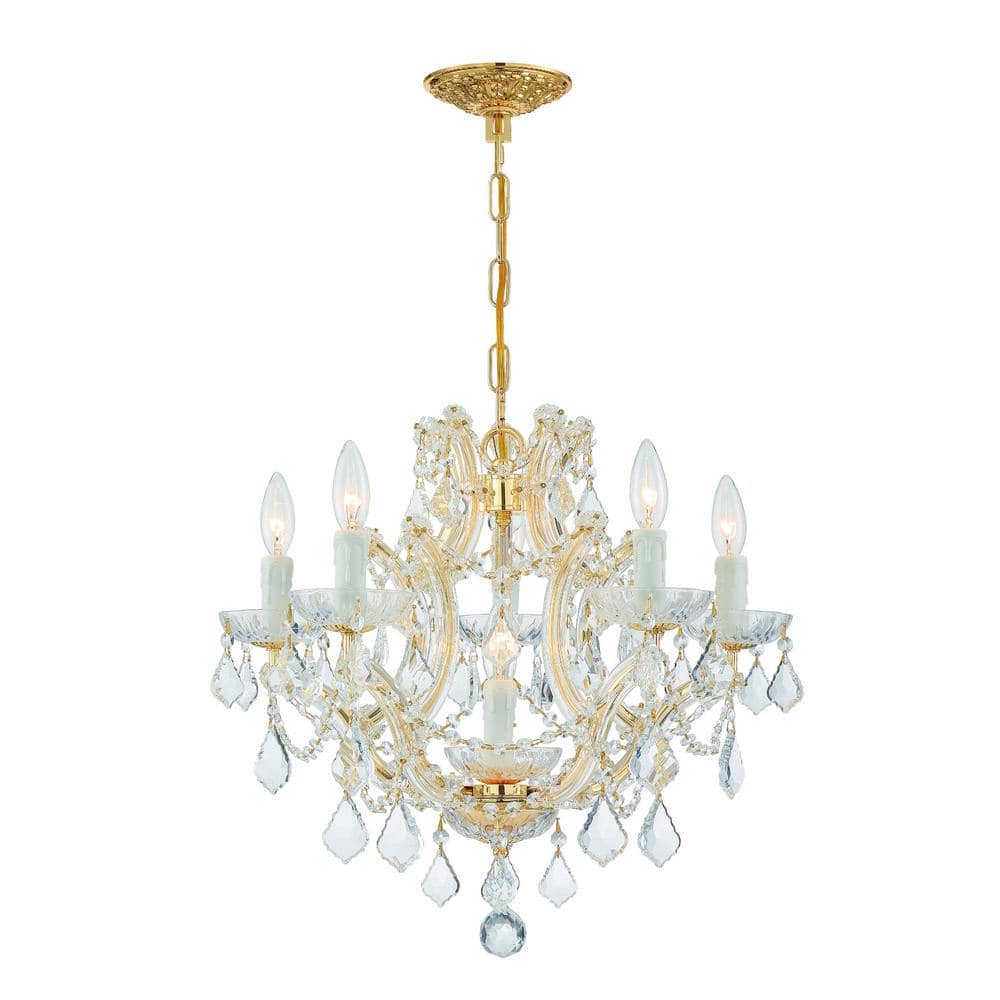 Gold Mini Crystal Candle Chandelier with Clear Italian Crystals