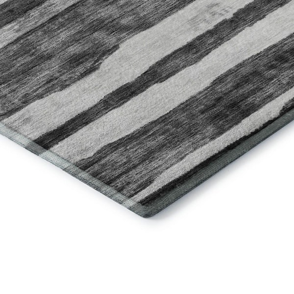Mayfield Premium Machine Washable Abstract AMF1191 Charcoal 2 ft. 3 in. x 7 ft. 6 in. Runner Rug
