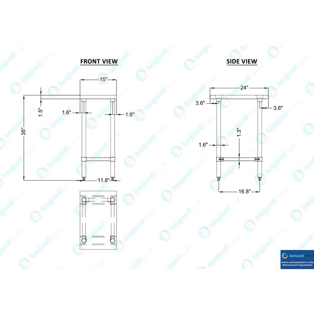 24'' x 15'' Stainless Steel Utility Work Table with Galvanized Legs