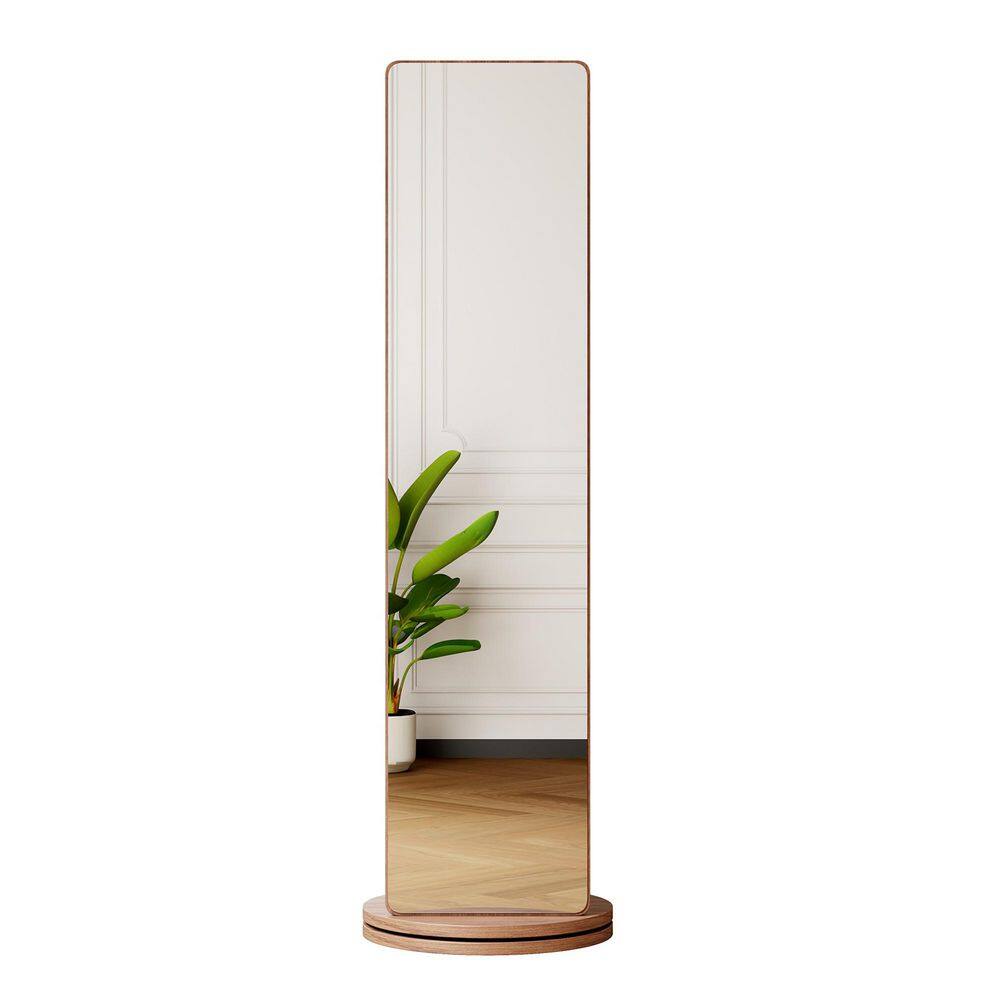 360° Rotating 18 in. W x 66 in. H Rectangular Framed Bathroom Vanity Mirror in Walnut with Hook Storage Rack price history on PriceWatchPro