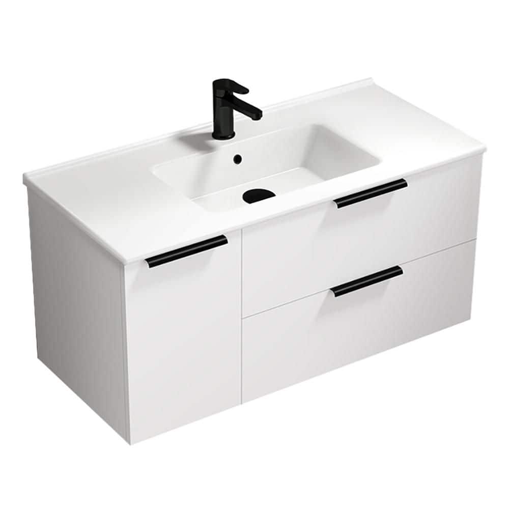 Bodrum 39.4 in. Modern Freestanding Bath vanity in Glossy White with White Ceramic Top price history on PriceWatchPro