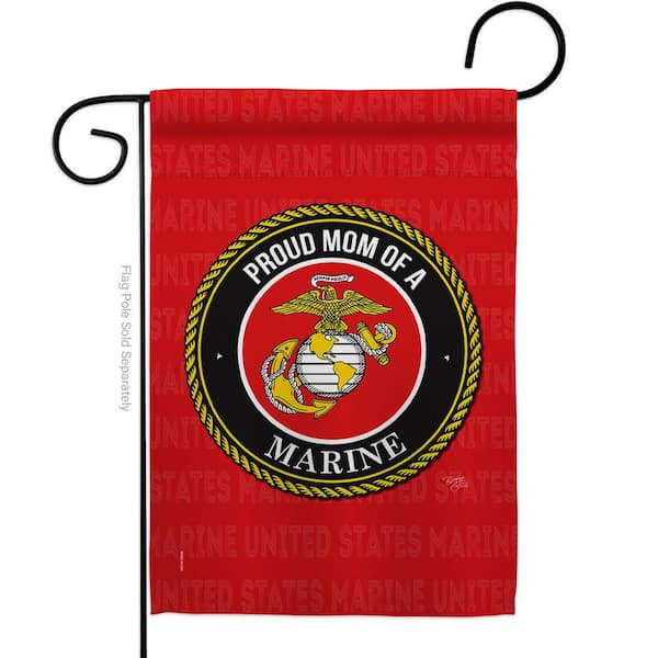 Breeze Decor 13 in. x 18.5 in. Proud Mom Marines Garden Flag Double-Sided Readable Both Sides Armed Forces Marine Corps Decorative