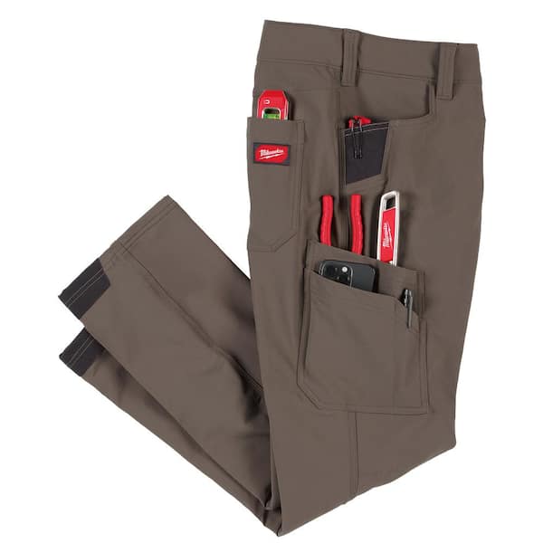 Milwaukee Men's 34 in. x 32 in. Brown FREEFLEX Tech Work Pants
