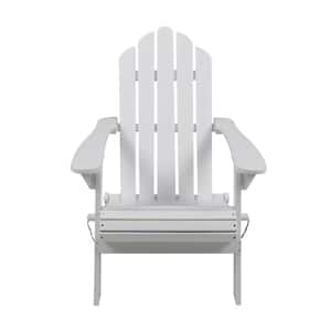 Hollywood White Folding Wood Outdoor Patio Adirondack Chair